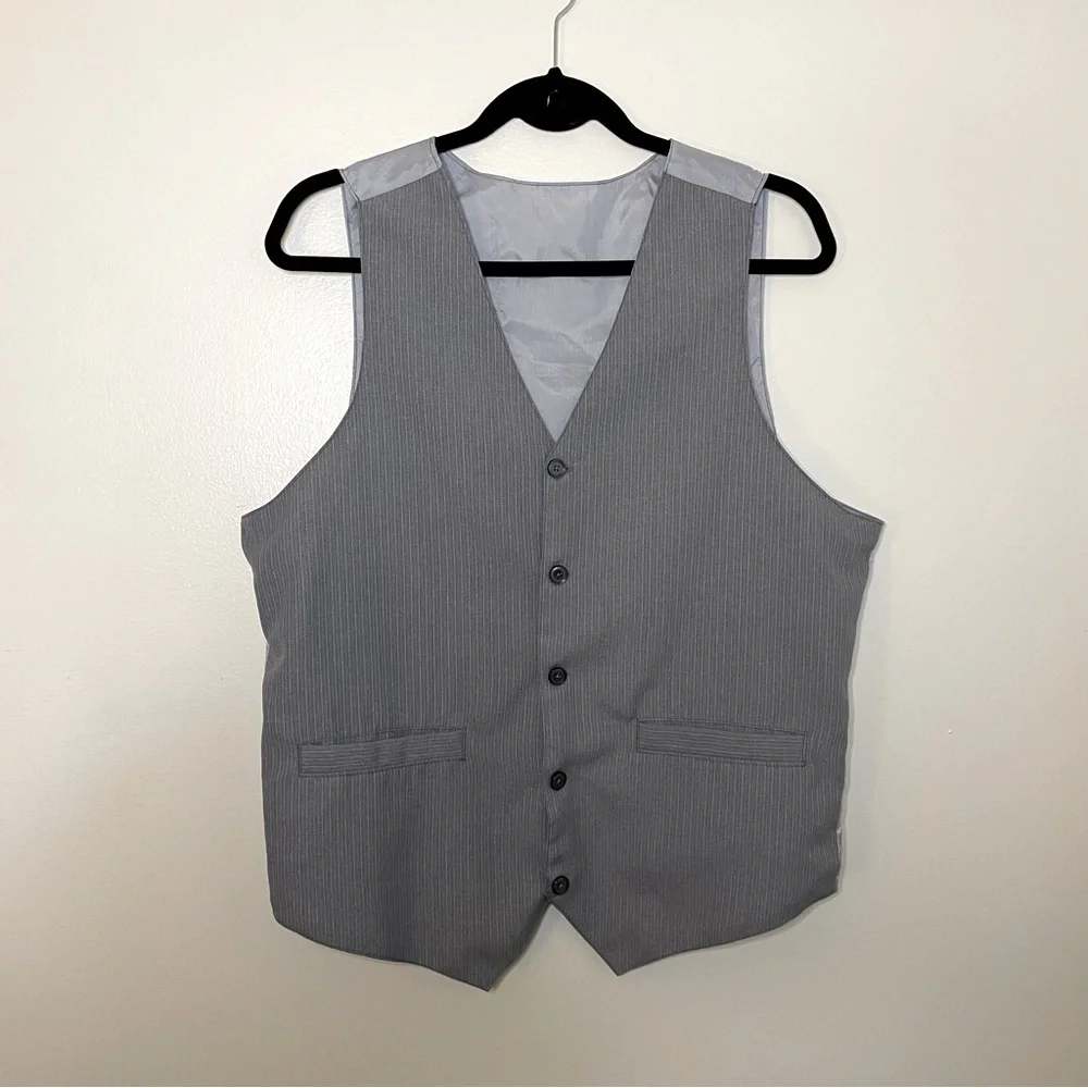 Men's Gray Pinstripe Vest